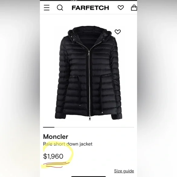 **NWT** Moncler's Raie Short Down Parka Jacket Black XL (size 5) - Picture 3 of 12